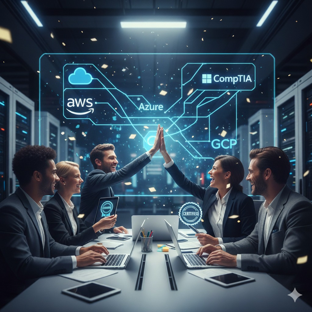 Enterprise team collaborating on IT training